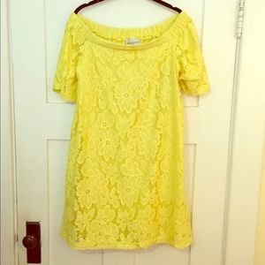 Donna Morgan Yellow Off The Shoulder Dress (NWT)